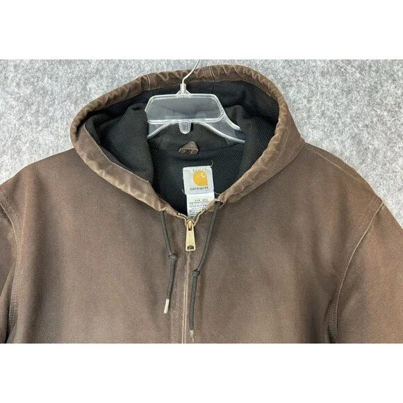 Vintage Carhartt Hooded Zip Up Jacket Mens Large RN# 14806 Brown - Picture 2 of 12